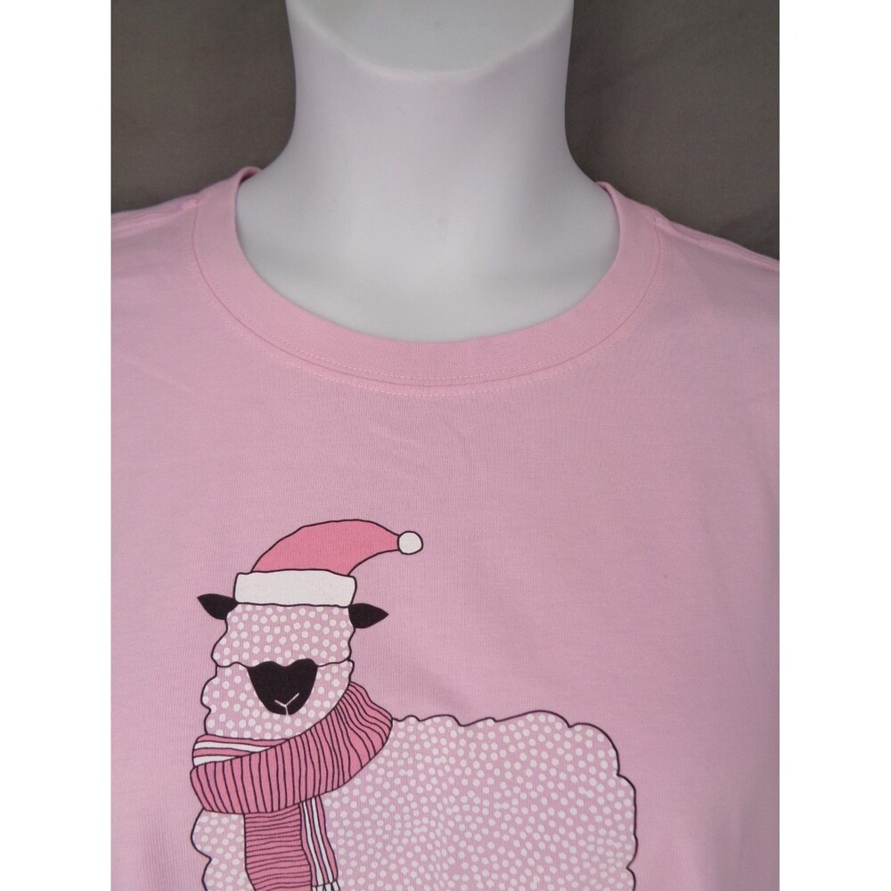 Life Is Good Pink Fleece Navidad Sheep Crusher Tee Top Long Sleeve Size XL New - Picture 4 of 8
